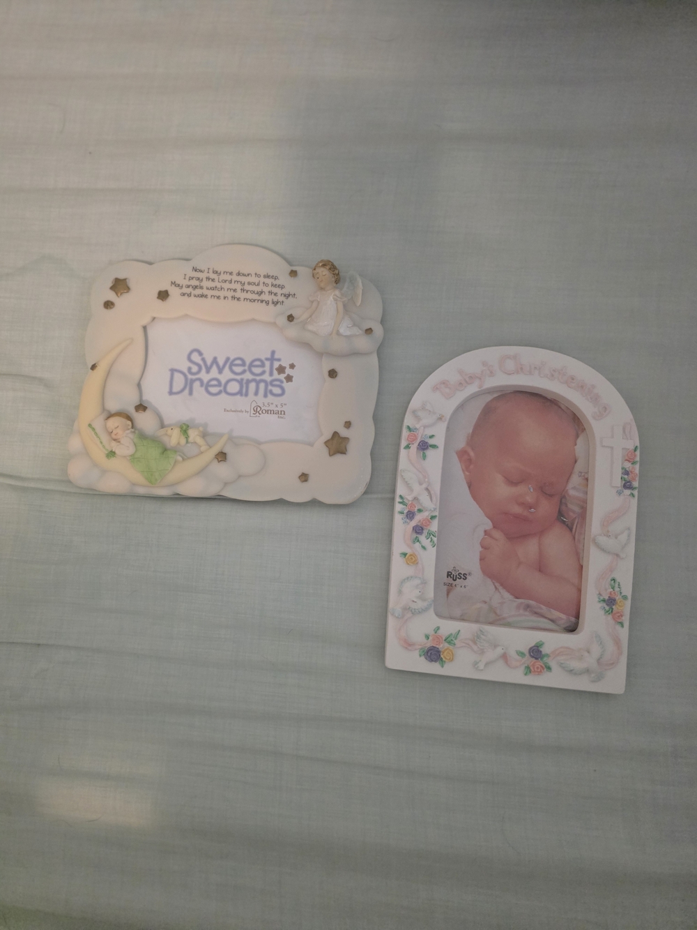 Christian Baby Picture Frames - White with Pastel Accents